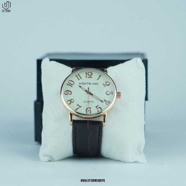 MONT BLANCK Numerical Style Brown Strap Watch for Men B-4517