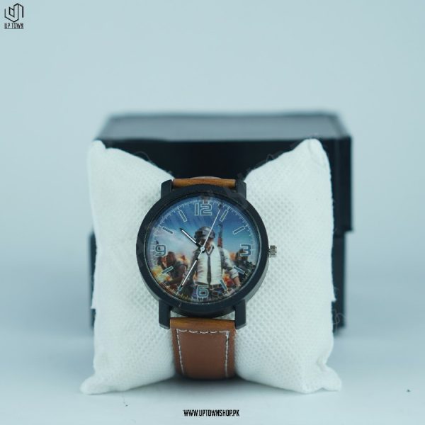 PUBG Dial Brown Strap Watch