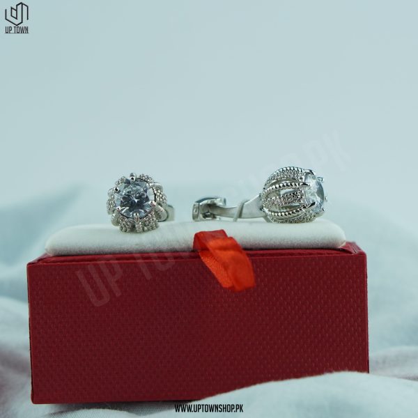 Crown Style Diamond Men Cufflinks