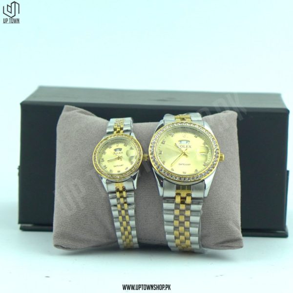Diamond Rolex Classic Gold Dial Couple Watch